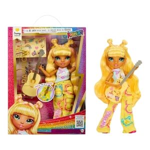 Rainbow High Jr High Prismatic Doll with Guitar Yellow Outfit 9”